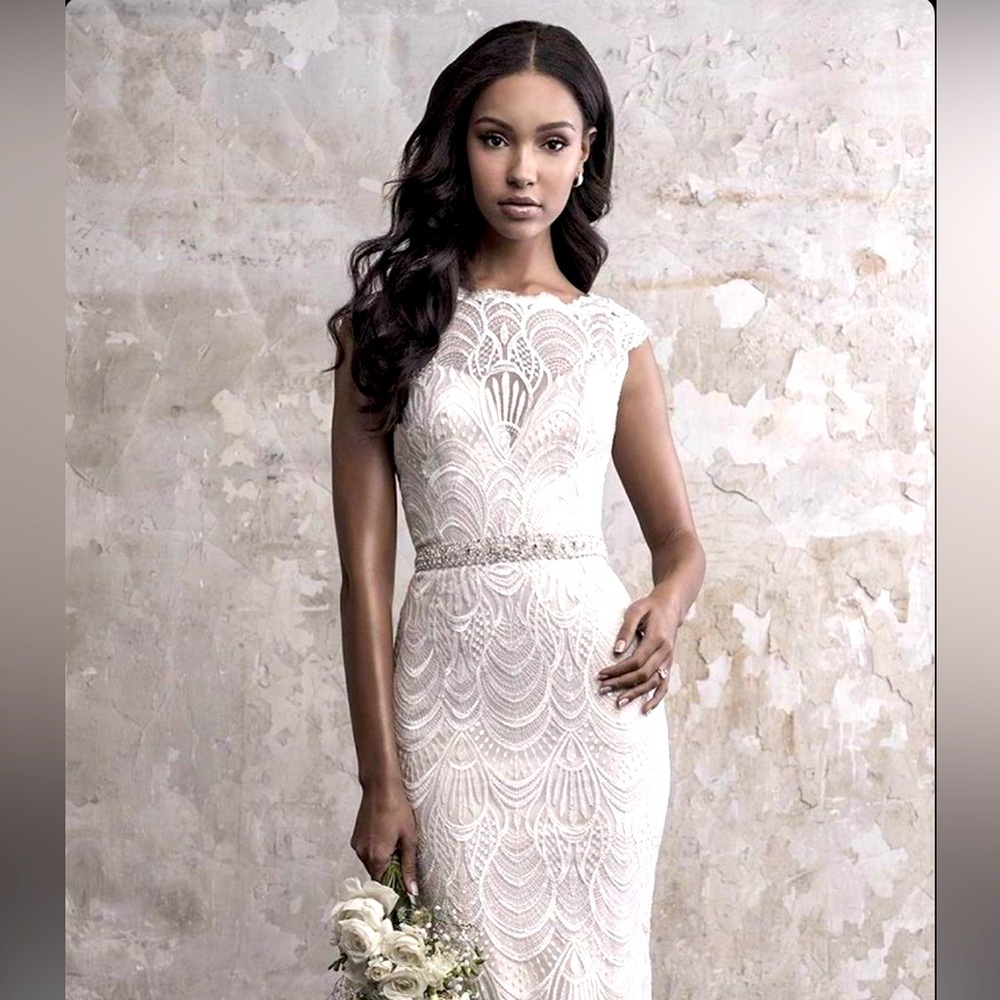 James Madison “Peacock” lace wedding gown